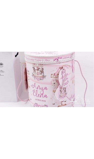 Trusou botez fetita tematic si personalizat cu ponei Pink Carousel 10